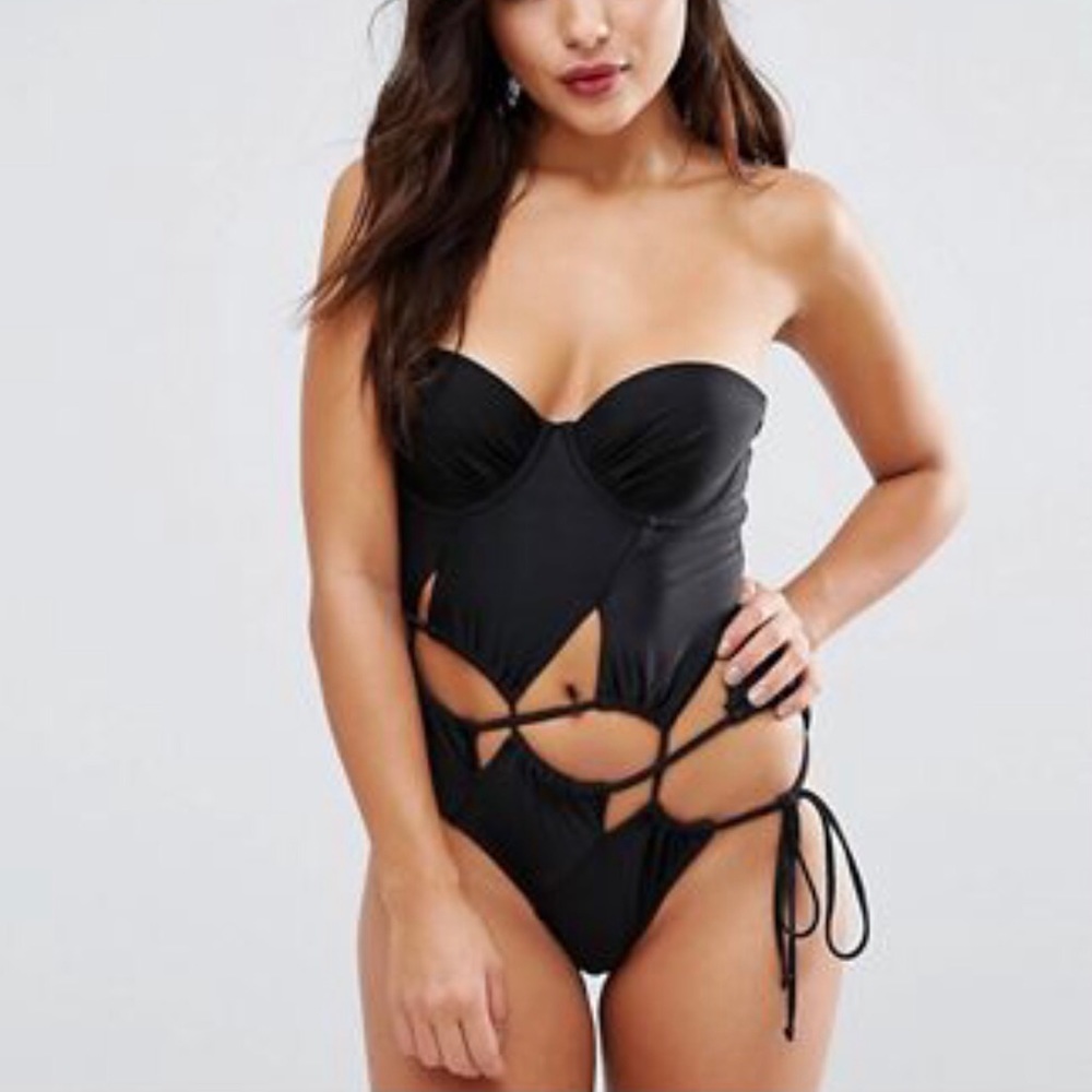 Lace up swimsuit